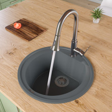 ALFI AB2020DI-T Titanium 20" Drop-In Round Granite Composite Kitchen Bar / Prep Sink