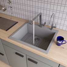 ALFI AB2420DI-T Titanium 24" Drop-In Single Bowl Granite Composite Kitchen Sink