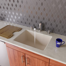 ALFI AB2420UM-B Biscuit 24" Undermount Single Bowl Granite Composite Kitchen Sink
