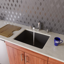 ALFI AB2420UM-BLA Black 24" Undermount Single Bowl Granite Composite Kitchen Sink