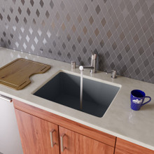 ALFI AB2420UM-T Titanium 24" Undermount Single Bowl Granite Composite Kitchen Sink