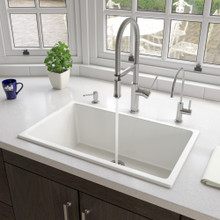 ALFI AB3018UD-W 30" White Undermount or Drop In Fireclay Kitchen Sink