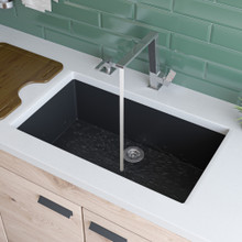 ALFI AB3020UM-BLA Black 30" Undermount Single Bowl Granite Composite Kitchen Sink