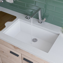 ALFI AB3020UM-W White 30" Undermount Single Bowl Granite Composite Kitchen Sink