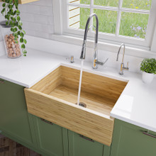 ALFI AB3021 30" Single Bowl Bamboo Wood Kitchen Farmhouse Sink