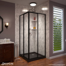 DreamLine Cornerview 36 in. D x 36 in. W x 74 3/4 in. H Framed Sliding Shower Enclosure and Shower Base Kit in Satin Black