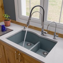 ALFI AB3320UM-T Titanium 33" Double Bowl Undermount Granite Composite Kitchen Sink