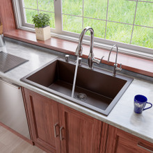 ALFI AB3322DI-C Chocolate 33" Single Bowl Drop In Granite Composite Kitchen Sink