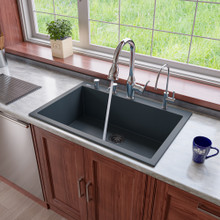 ALFI AB3322DI-T Titanium 33" Single Bowl Drop In Granite Composite Kitchen Sink