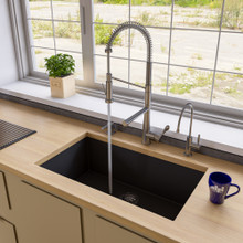 ALFI AB3322UM-BLA Black 33" Single Bowl Undermount Granite Composite Kitchen Sink