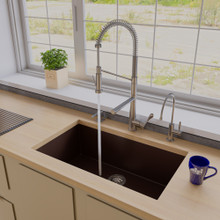 ALFI AB3322UM-C Chocolate 33" Single Bowl Undermount Granite Composite Kitchen Sink
