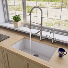 ALFI AB3322UM-W White 33" Single Bowl Undermount Granite Composite Kitchen Sink