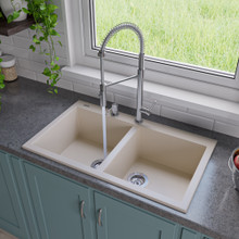 ALFI AB3420DI-B Biscuit 34" Drop-In Double Bowl Granite Composite Kitchen Sink