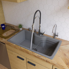 ALFI AB3520DI-T Titanium 35" Drop-In Single Bowl Granite Composite Kitchen Sink