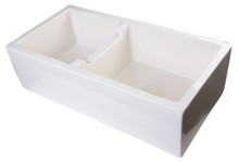 ALFI AB3618DB-B 36" Biscuit Smooth Apron Thick Wall Fireclay Double Bowl Farmhouse Sink