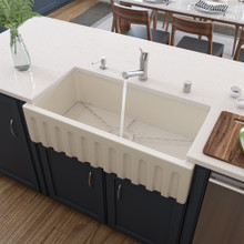 ALFI AB3618HS-B 36 inch Biscuit Reversible Smooth / Fluted Single Bowl Fireclay Farmhouse Sink