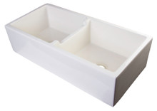 ALFI AB3918DB-B 39" Biscuit Smooth Apron Thick Wall Fireclay Double Bowl Farmhouse Sink