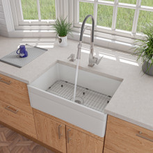 ALFI AB511-W White 30" Decorative Lip Apron Single Bowl Fireclay Farmhouse Kitchen Sink