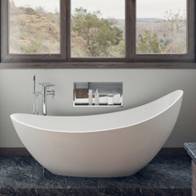 ALFI AB9951 73" White Solid Surface Smooth Resin Soaking Slipper Bathtub