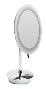ALFI ABM9FLED-PC Polished Chrome Tabletop Round 9" 5x Magnifying Cosmetic Mirror with Light