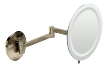 ALFI ABM9WLED-BN Brushed Nickel Wall Mount Round 9" 5x Magnifying Cosmetic Mirror with Light