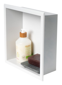 ALFI 12" x 12" White Matte Stainless Steel Square Single Shelf Bath Shower Niche