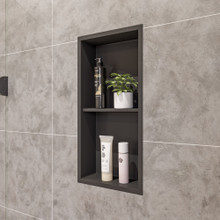 ALFI 12 x 24 Black Matte Stainless Steel Vertical Double Shelf Bath Shower Niche