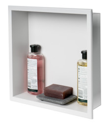 ALFI 16" x 16" White Matte Stainless Steel Square Single Shelf Bath Shower Niche