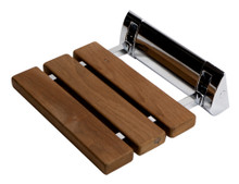 ALFI ABS14-PC Polished Chrome 14" Folding Teak Wood Shower Seat Bench