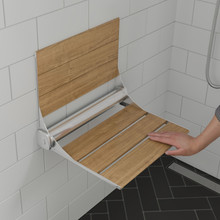 ALFI ABS17 17" Folding Teak Wood Shower Seat Bench with Backrest