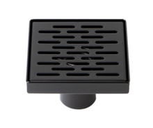 ALFI 5" x 5" Black Matte Square Stainless Steel Shower Drain with Groove Holes