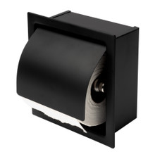 ALFI ABTPC77-BLA Black Matte Stainless Steel Recessed Toilet Paper Holder with Cover