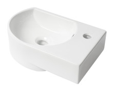 ALFI ABC119 White 16" Small Wall Mounted Ceramic Sink with Faucet Hole
