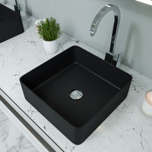 ALFI ABC903-BM Black Matte 16" Modern Square Above Mount Ceramic Sink
