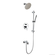 Lexora Luviah Tub & Shower Faucet Set, 8" Round Rain Shower and Handheld, Chrome