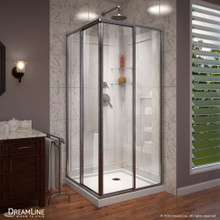 DreamLine Cornerview 36 in. D x 36 in. W  x 76 3/4 in. H Framed Sliding Shower Enclosure in Brushed Nickel with White Acrylic Kit