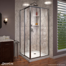 DreamLine Cornerview 42 in. D x 42 in. W x 74 3/4 in. H Framed Sliding Shower Enclosure in Brushed Nickel with White Acrylic Base