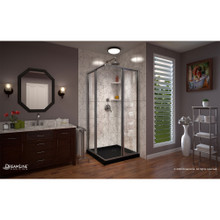 DreamLine Cornerview 36 in. D x 36 in. W x 74 3/4 in. H Framed Sliding Shower Enclosure in Brushed Nickel with Black Acrylic Base