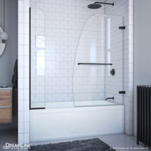 DreamLine Aqua Uno 56-60 in. W x 58 in. H Frameless Hinged Tub Door with Extender Panel in Satin Black