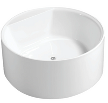 Kingston Brass VTRO535322 Aqua Eden 53 inch Round Acrylic Freestanding Tub with Drain, Glossy White