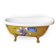 Maison De Philip TUB-MZ-FG1 Free Standing Bathtub, Gold Mosaic and Gold Feet, With Drain