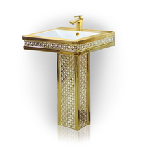 Maison De Philip Rom-24G-PED Decorative Gold Pedestal Sink, 24" Wide