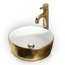 Maison De Philip GD-SINK-WGD White & Gold Round Vessel Sink 15-3/4"