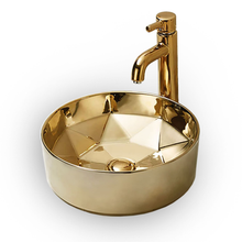 Maison De Philip GEO-SINK-15.75 Round Vessel Sink Gold Geometric Design 15-3/4"