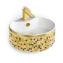 Maison De Philip VS-MOS-22 Round Vessel Sink in Gold Mosaic 18" without Faucet