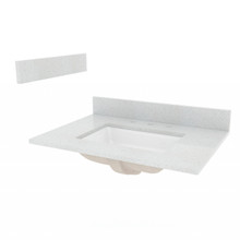 Foremost STE31228SWR 31" Silver Crystal White Engineered Stone Vanity Sink Top With White Rectangular Bowl