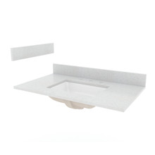 Foremost STE37228SWR 37" Silver Crystal White Engineered Stone Vanity Sink Top With White Rectangular Bowl