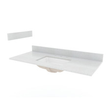 Foremost STE49228SWR 49" Silver Crystal White Engineered Stone Vanity Sink Top With White Rectangular Bowl