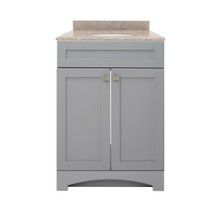 Foremost MXGVT2522-MB Monterrey 25" Cool Grey Vanity With Mohave Beige Granite Counter Top With White Sink
