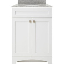 Foremost MXWVT2522-RG Monterrey 25" Flat White Vanity With Rushmore Grey Granite Counter Top With White Sink